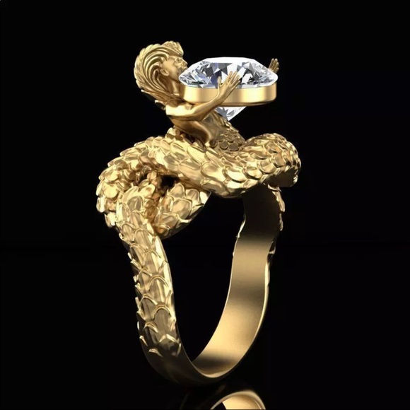 New Snake Shape Yellow Gold Exotic Party Ring - Picture 3 of 5